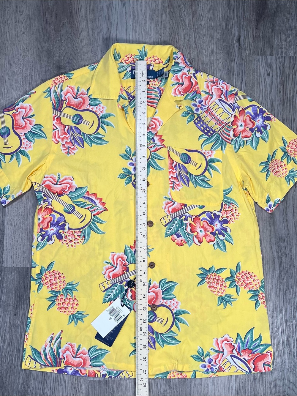 New Polo Ralph Lauren Hawaiian Camp Shirt Mens S Pineapple Tropical Yellow Rayon - Picture 9 of 9